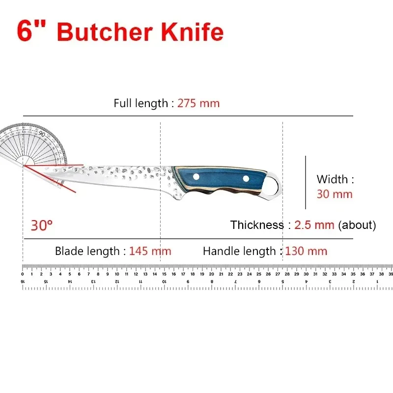 Hand Forged Meat Cleaver Kitchen Boning Knife Wood Handle Butcher Knife Meat Cutting Full Tang Stainless Steel Chef CookingKnife