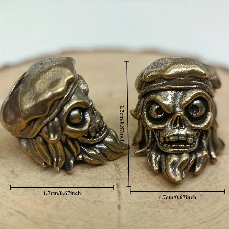 Sailor Skull Head Brass Knife Beads EDC DIY Paracord Woven Bracelet Lanyard Keychain Pendant Outdoor Tool Hanging Charm