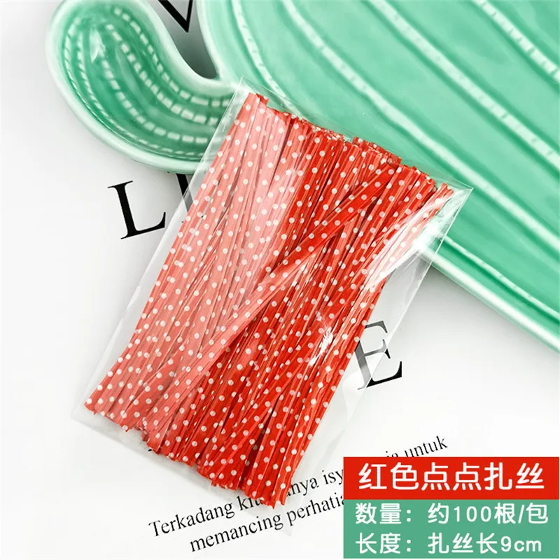 100Pcs 9cm Wire Metallic Twist Ties For Cello Candy Bag Steel Baking Packaging Ligation Lollipop Dessert Sealing  Tie