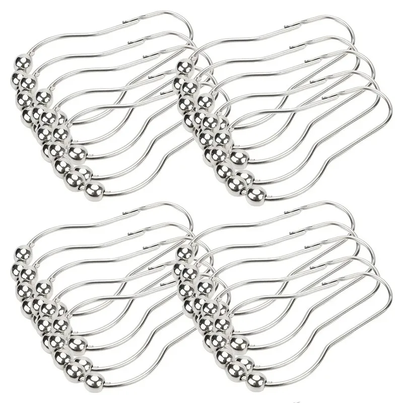 Rolling Ball Smooth Glide 39 pcs Gourd Hooks, Anti-Fall, Home Bathroom & Bedroom Curtain Rod, Easy Slide No Sticking
