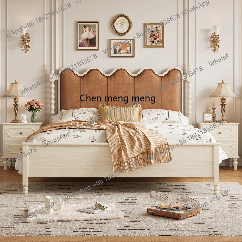 

French Cream Style Soft Bed 1.8M Master Bedroom American Style White Double Bed Wedding Bed