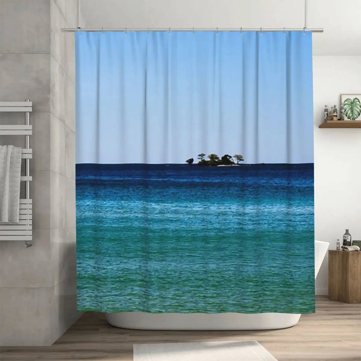 

Занавеска для душа из полиэстера с изображением яркого побережья и спокойных вод Фу Куока, водонепроницаемая, с крючками