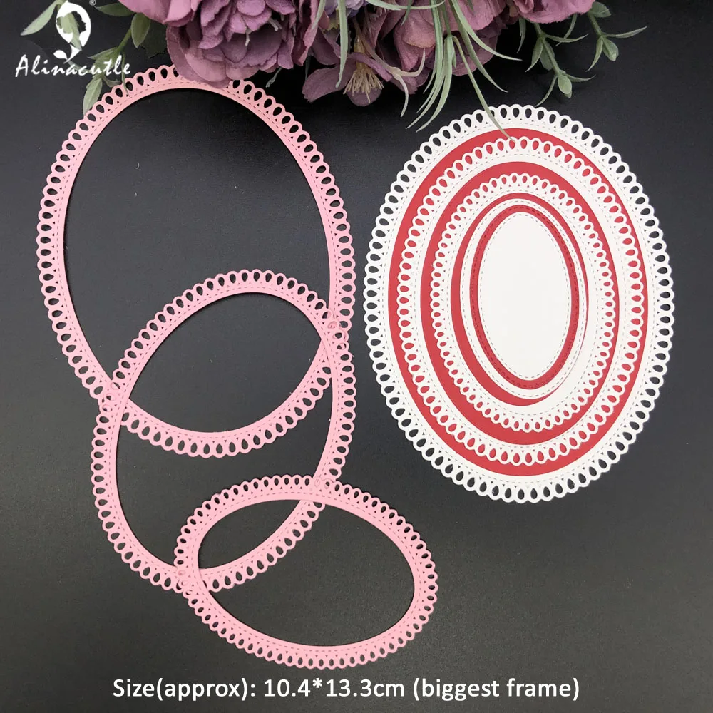 Alinacutle Metal Cutting Die Cut Tear Drop Nesting Oval Frame Scrapbook Paper Craft Album Handmade Card Template Die Cutting