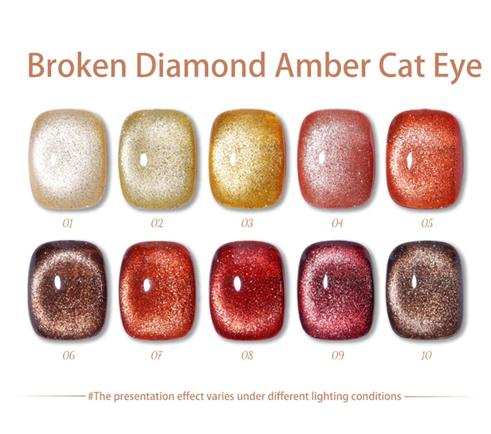 Vendeeni 10-Farben Glitzer-Brokkoli-Katzenaugen-Gel-Nagellack-Set, Glänzender Magnetischer UV-Soak-Off-Katzenaugen-Gel-Lack mit Display – Detail 4