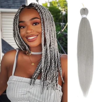 ผมต่อแบบสังเคราะห์สำหรับผมเปียผมเปียผมถักเปีย26นิ้วผมปลอมแบบถักง่ายผมถักเปียแบบมีเส้นใยอุณหภูมิต่ำ yaki