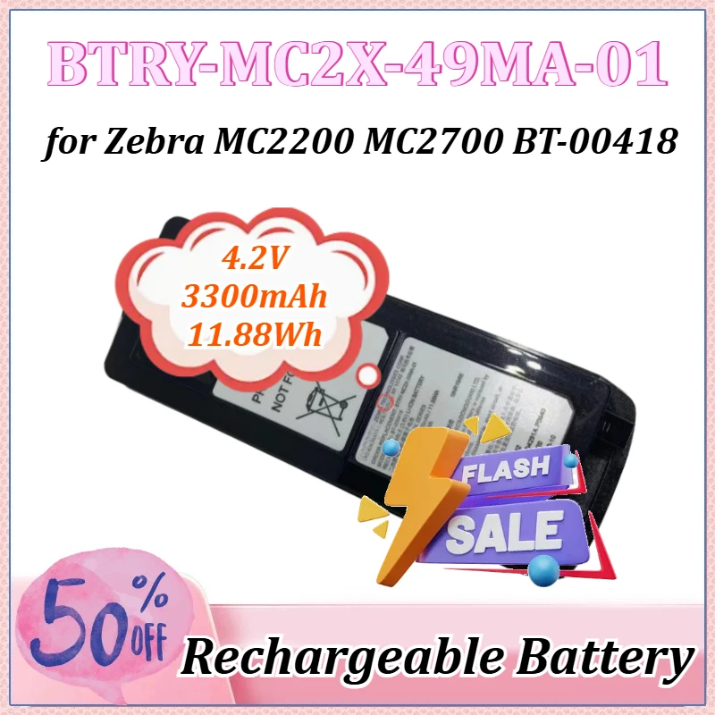 

4.2V 3300mAh 11.88Wh BTRY-MC2X-49MA-01 for Zebra MC2200 MC2700 BT-00418 BTRY-MC2X-35MA-01 Barcode Scanner Battery