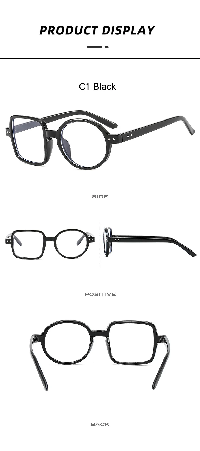 Oec cpo quadratische Brille Frauen Männer Mode klare Brille optische Brille Rahmen Persönlichkeit runde transparente Linse Spektakel – Detail 5