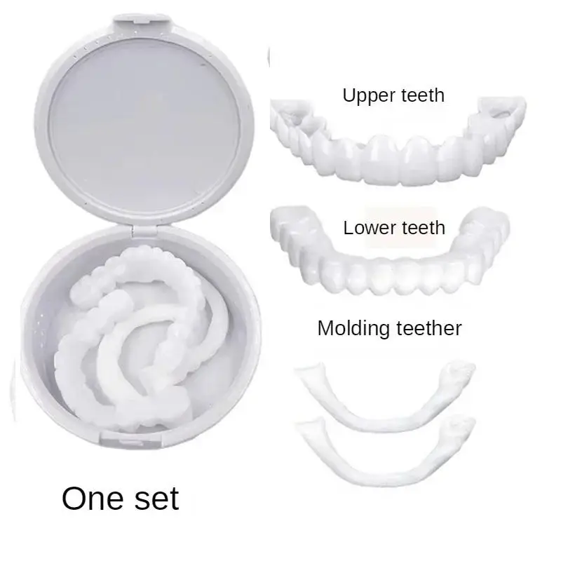 Fake Tooth Set Upper and Lower Teeth Set Veneer Simulation Dental Cover Filling Material Dentals Cavity Repair Artifact