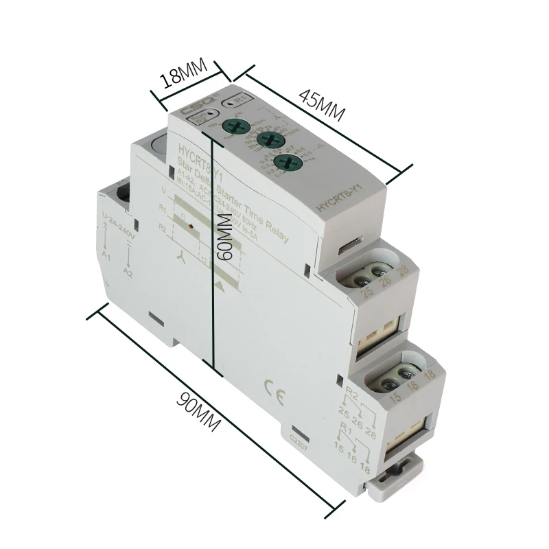 CSQ HYCRT8-Y LED Digital Display Delta Relay Motor Starter AC230V AC/DC24V-240V Delay on Motor Star Delta Timer Soft