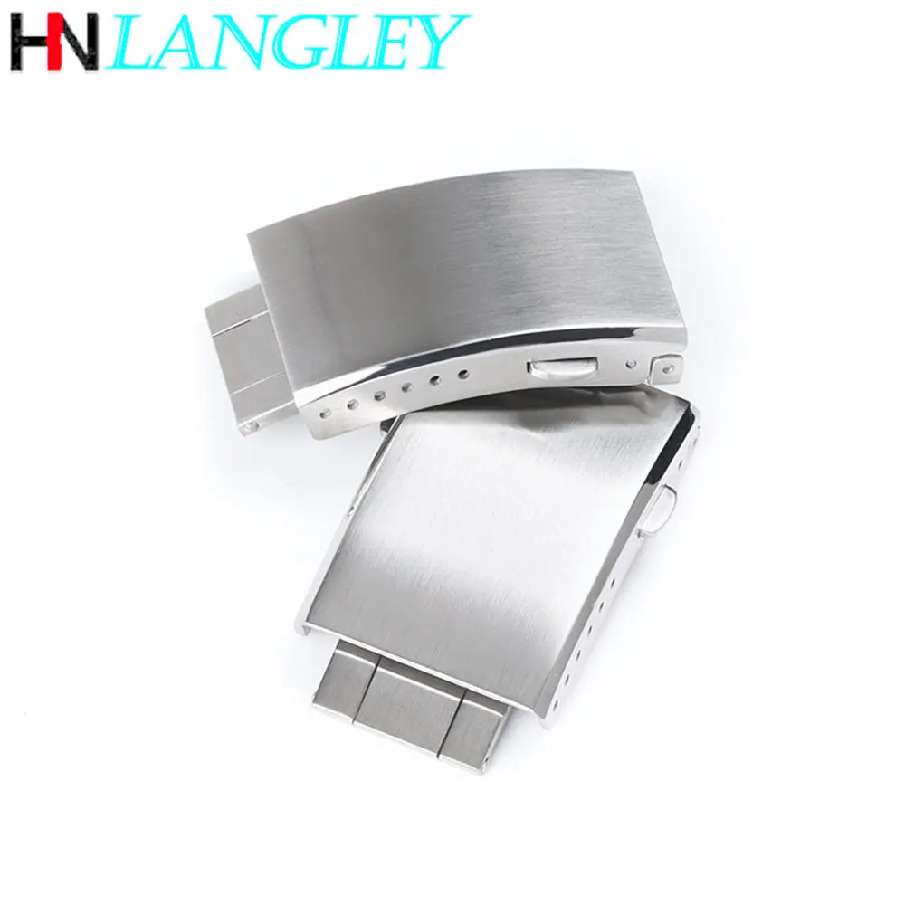 Solid 316L Stainless Steel Watch Band Folding Buckle 18mm 20mm 22mm Extended Double Push Butterfly Metal Watch Clasp Accessories