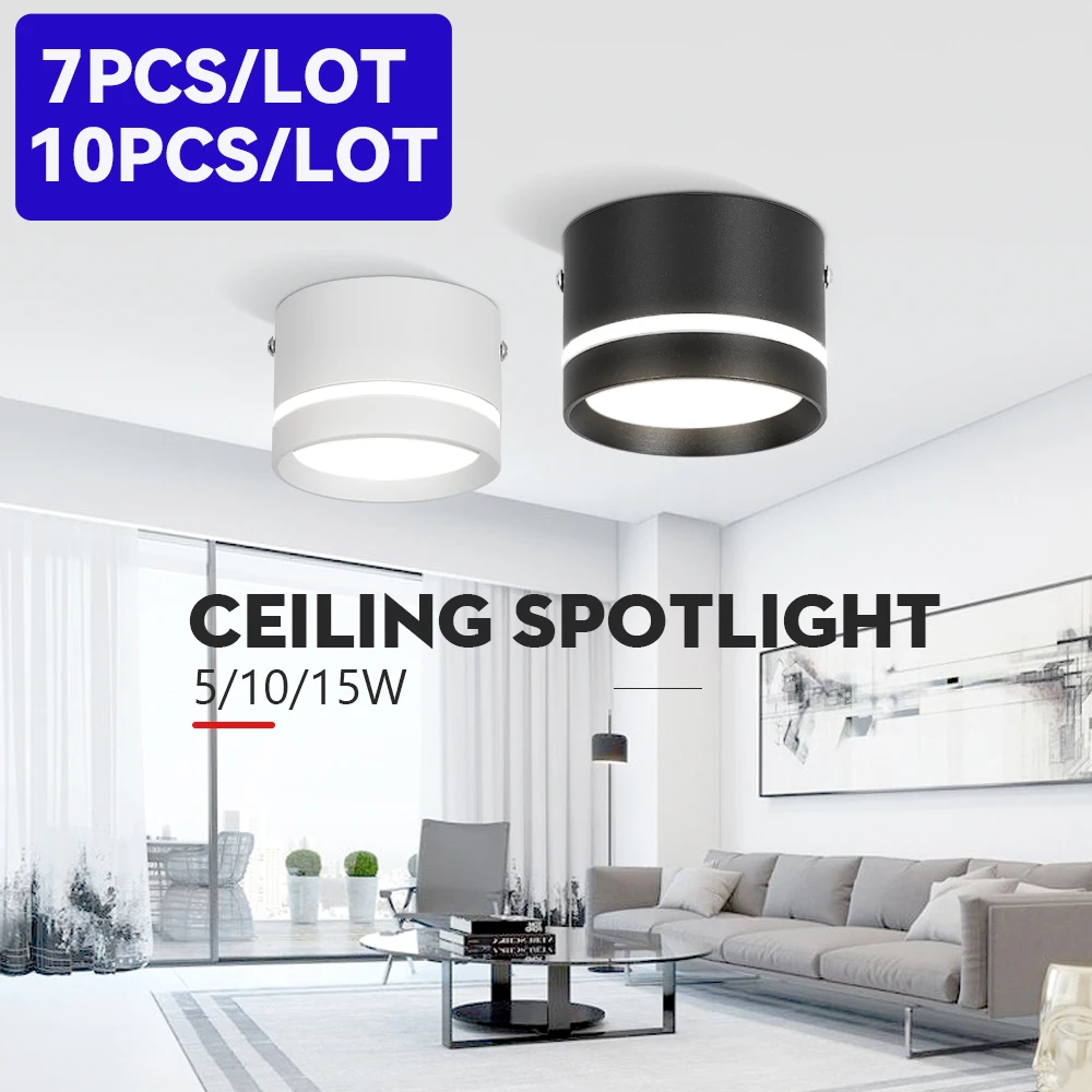 Spotlight Led Spot Lights Surface Mounted Ceiling Downlight Lamp 5/10/15w Cob Ceiling Fixtures Lighting For Bedroom Kitchen Home