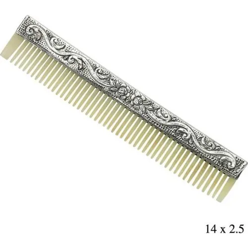 Silverlina Silver Flower Pattern Bone Comb