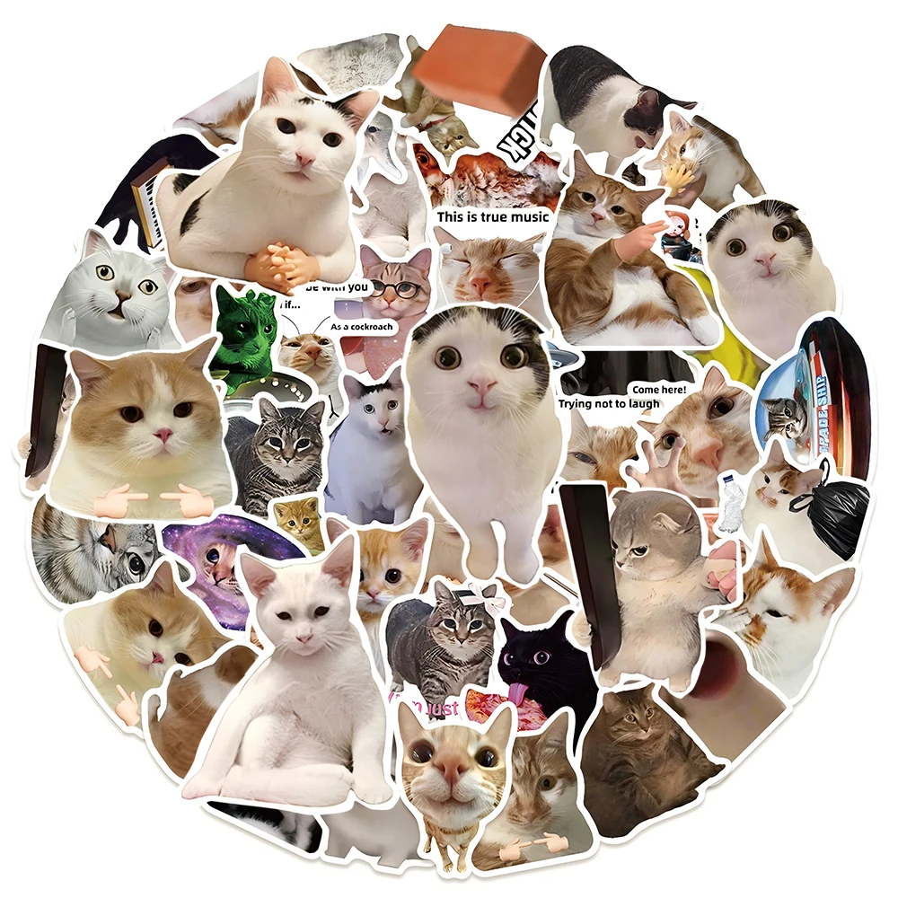 10/30/50 Stück Kawaii Katzen-Cartoon-Aufkleber Ästhetische Lustige Tier-MEME-Sticker Wasserdichte DIY-Aufkleber für Handyhüllen, Gepäck und Fahrräder