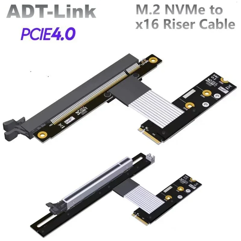 M.2 NVMe Key M SSD to PCIe 4.0 x16 Riser Card Turn 90 Angle STX Graphics GPU Riser M2 NGFF Gen4 PCIE 4.0 Sata Power Jumper Cable