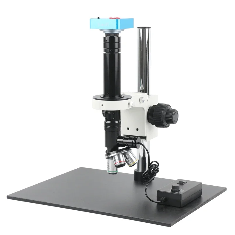 400X Zoom Coaxial Light Lens Fine Focusing Arm Holder 5X 10X 20X PLAN Objective Lens C Mount Detected Digital Microscope Camera