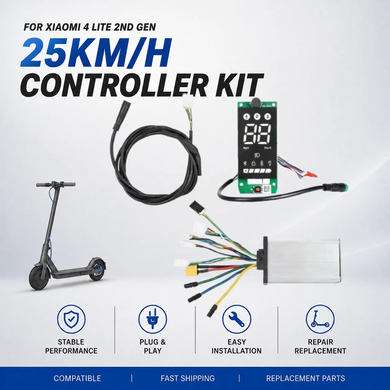 25km/h Speed Controller Kit For Xiaomi 4 Lite 2nd Gen Electric Scooter With Bluetooth Module Dashboard Cable Set