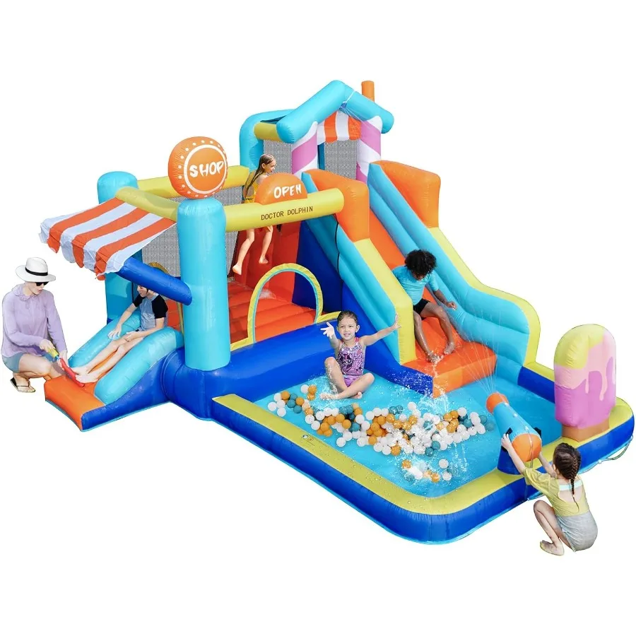 

Надувной дом для прыжков с двойной горкой и ямой для мячей для прыжков в помещении и на открытом воздухе со встроенным выдувом