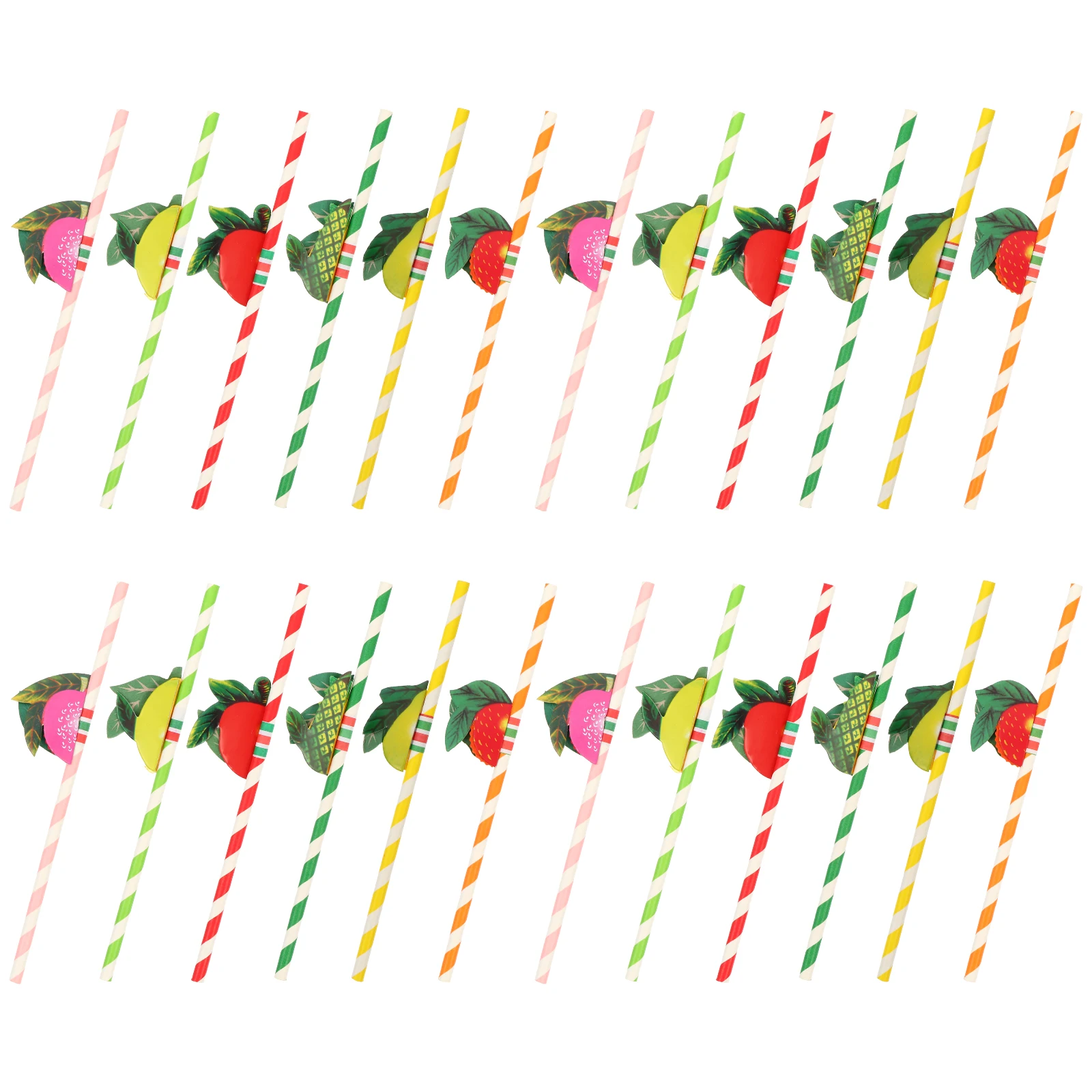 

50 Pcs Fruit Straws Kraft Paper Lemon Drinking Summer Assorted Color Hawaiian Luau Party Supply Environmentally Friendly
