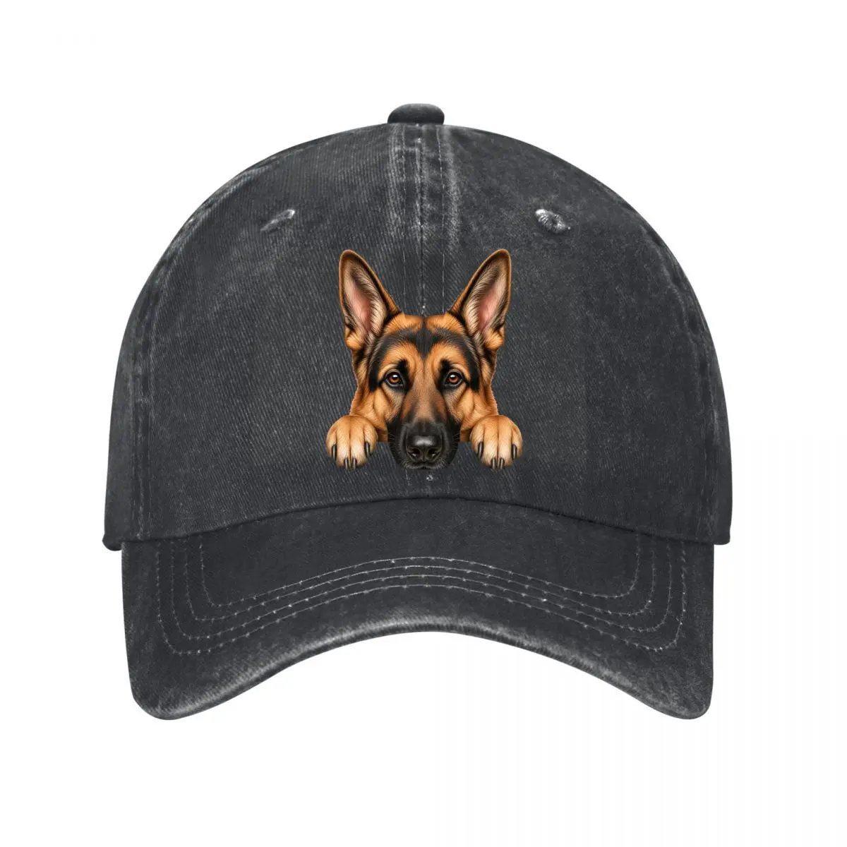 Realistic Loyal Shepherd Dog Portrait Washed Baseball Cap Hip Hop Sun Hats
