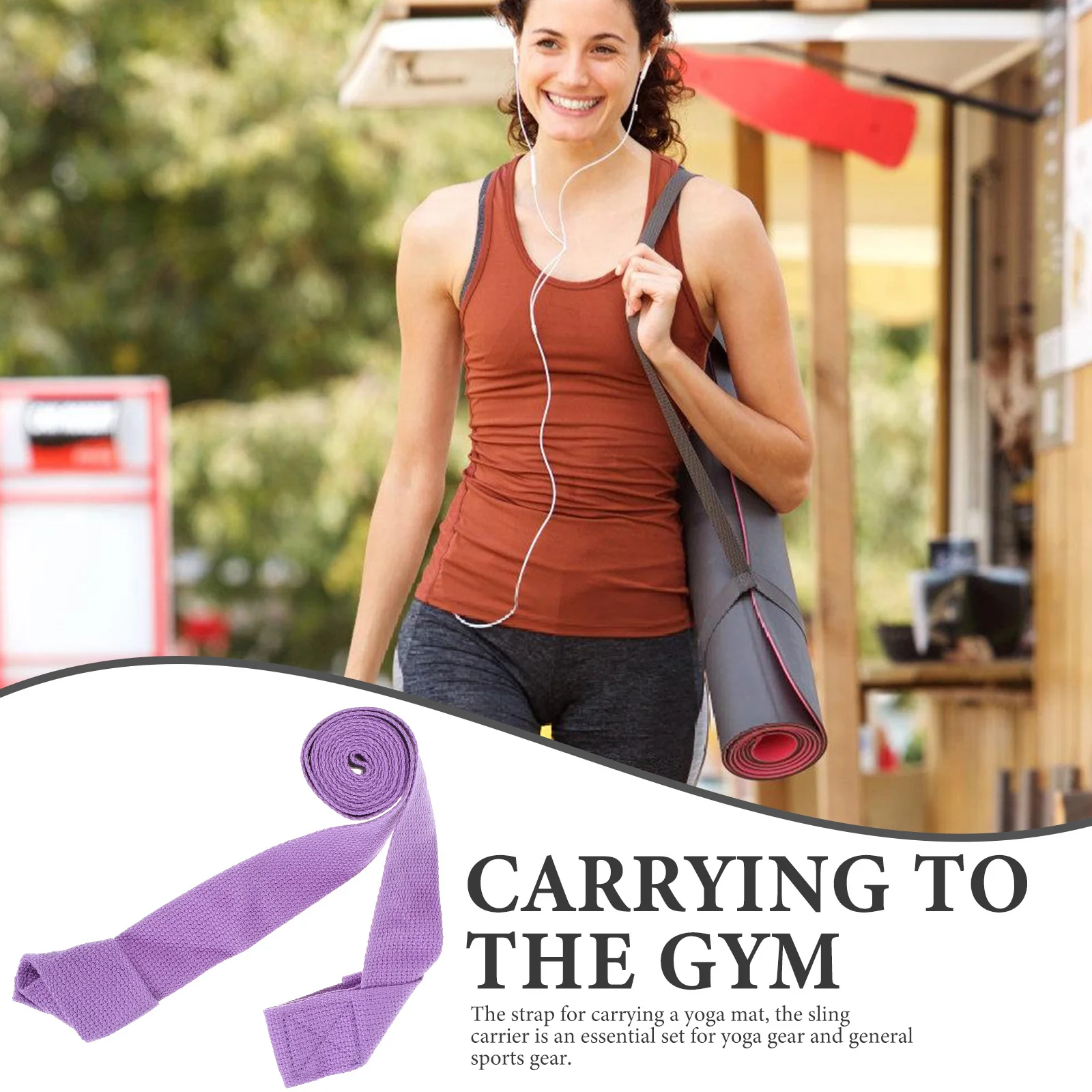 

Yoga Tension Strap Fine Texture Adjustable Yoga Mat Carrier Multi-Function Stretching Belt Exercise Skate Holder