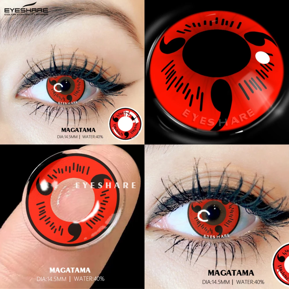 EYESHARE 1 Paar Sharingan Kontaktlinsen für Augen Cosplay Linsen Red Anime Lense Hatake Kakashi Linsen Jährlich Augen Kontaktlinsen