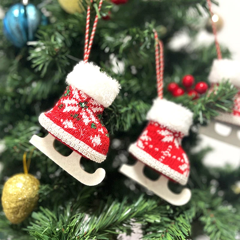 1PC Plush Christmas Shoes Pendants Xmas Tree Hanging Ornaments Merry Christmas Decorations for Home Happy New Year Navidad Gifts