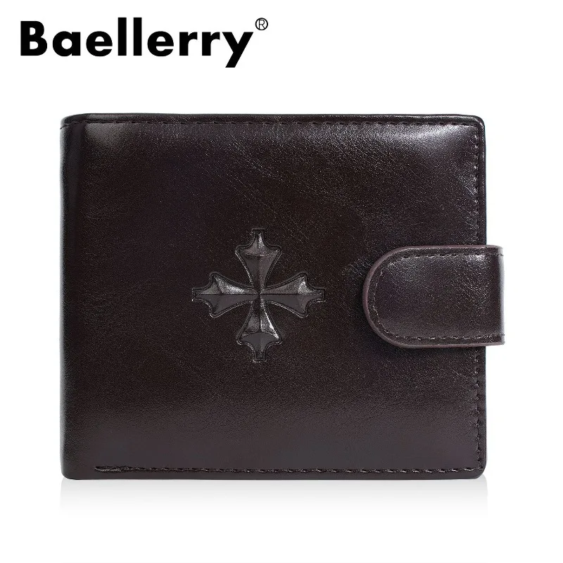 

Short Wallet Men Vintage Logo Print Zipper PU Leather Card Holder Coin Pocket Male Purse Luxury