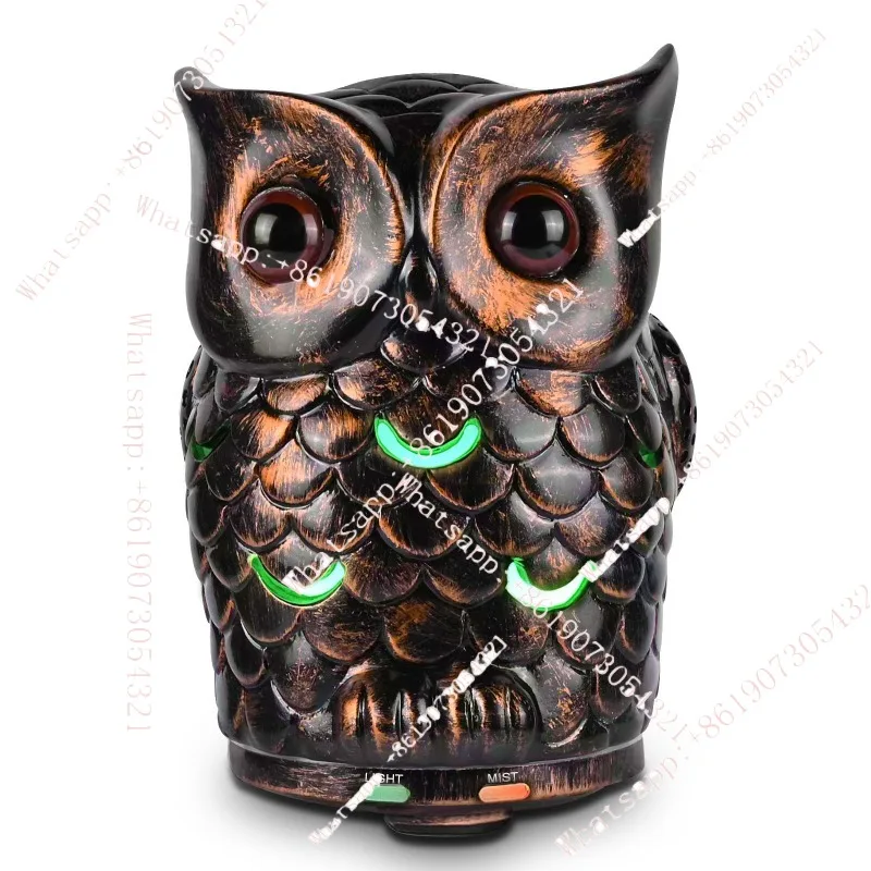 Owl colorful gradual change aromatherapy humidification night light, home bedroom silent diffuser ambient light