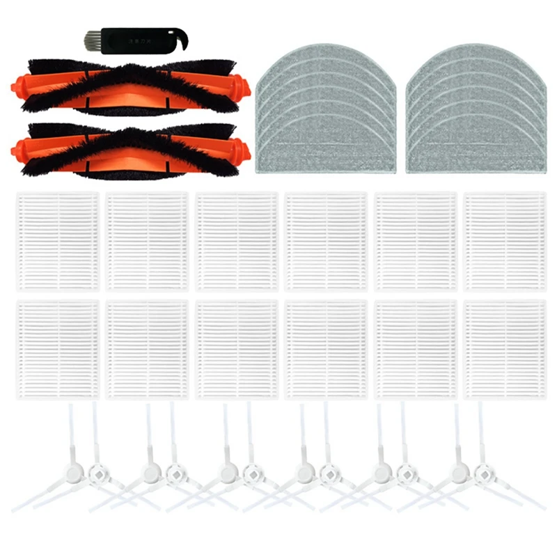 ชุดเปลี่ยนหุ่นยนต์ดูดฝุ่นสำหรับ E12 E10 Xiaomi แปรงด้านข้างหลักแผ่นกรอง HEPA สำหรับเปลี่ยนชุดอะไหล่ผ้าถูพื้น