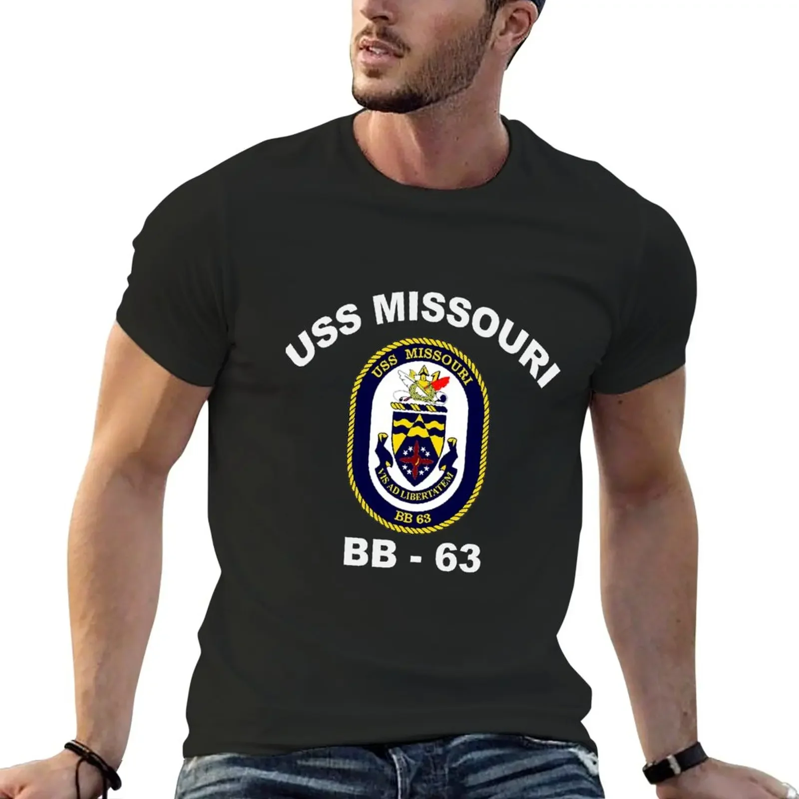 

New USS Missouri (BB-63) Crest for Dark Colors T-Shirt graphic t shirts custom t shirt tees heavyweight t shirts for men