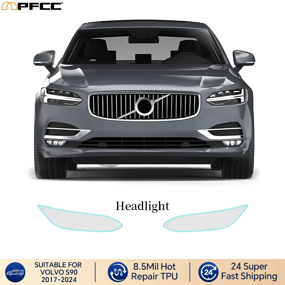 TPU 8.5mil For Volvo S90 2017-2024 Headlight Invisible Car PPF Gloss Clear Protection Film Hydrophobic TPU 8.5mil UV Resistance