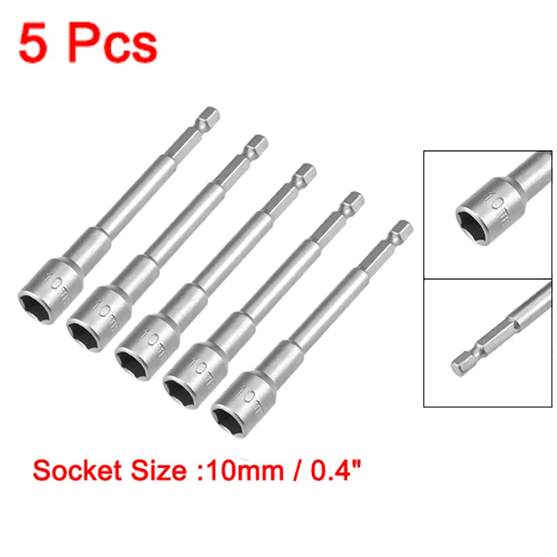 Imagem -02 - Hex Soquetes Não Magnético Hex Haste Porca Soquetes Motorista Porca Mudança Rápida Chave de Fenda Kit 100 mm Comprimento Peças 10 mm