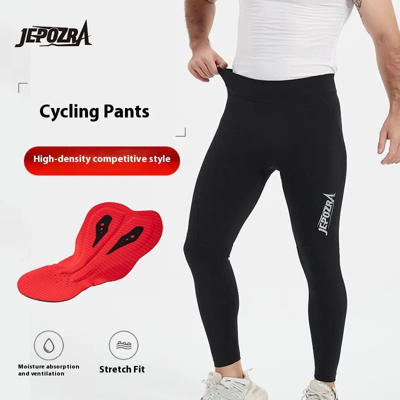 jepozra Men's Cycling Bib Tights Padded Riding Bike Bib Toursers Pants with Pocket Man MTB Biking Bicycle Long Leggings Clothing