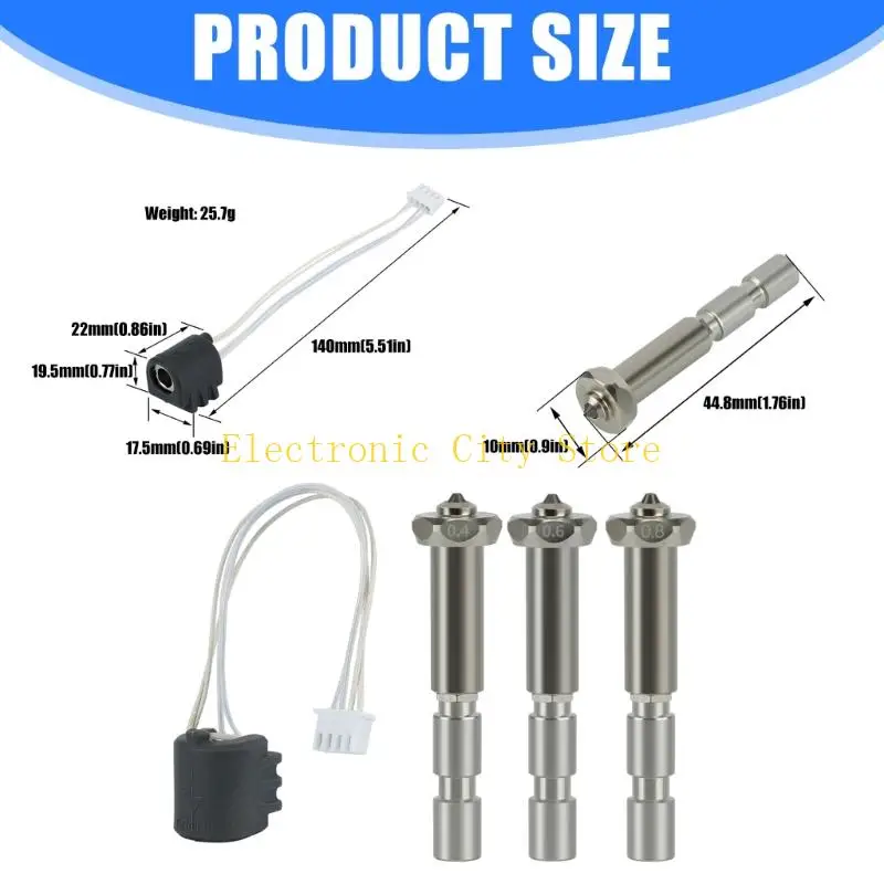 Precisions Heaters Block With Steel Nozzle for 3 Printer Extruder HU8D