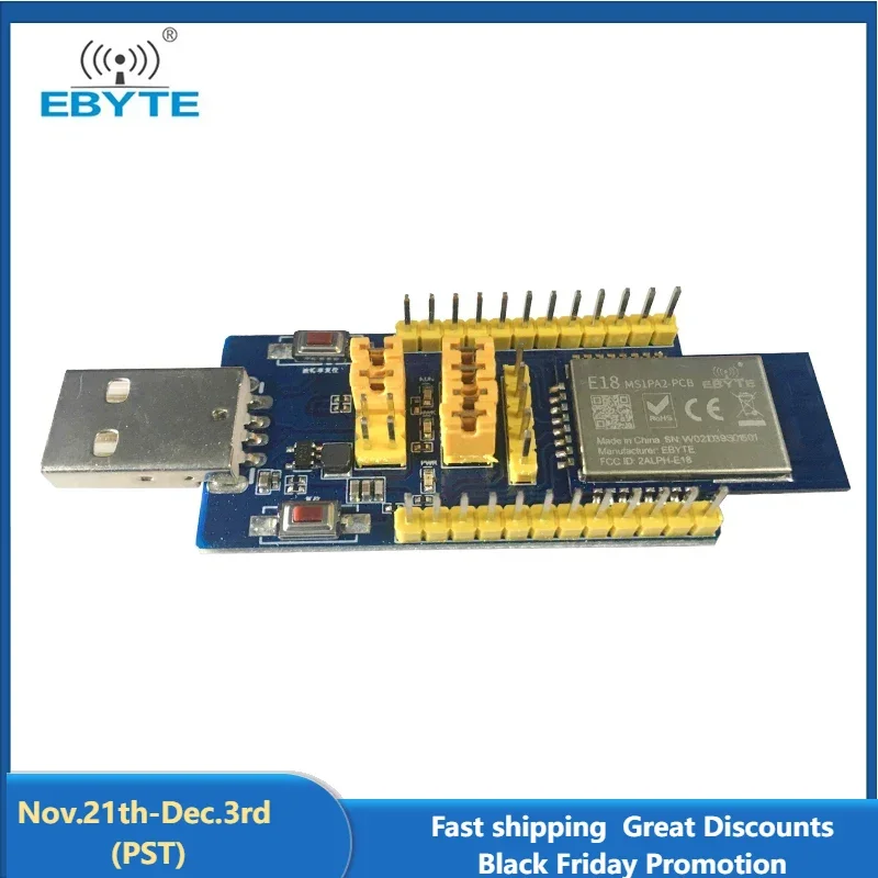 CH340G Zigbee Module USB Test Board Kit 2.4GHz 20dBm Wireless RF Module EBYTE E18-TBH-01 Size 50.5*25mm USB Test Board Kit