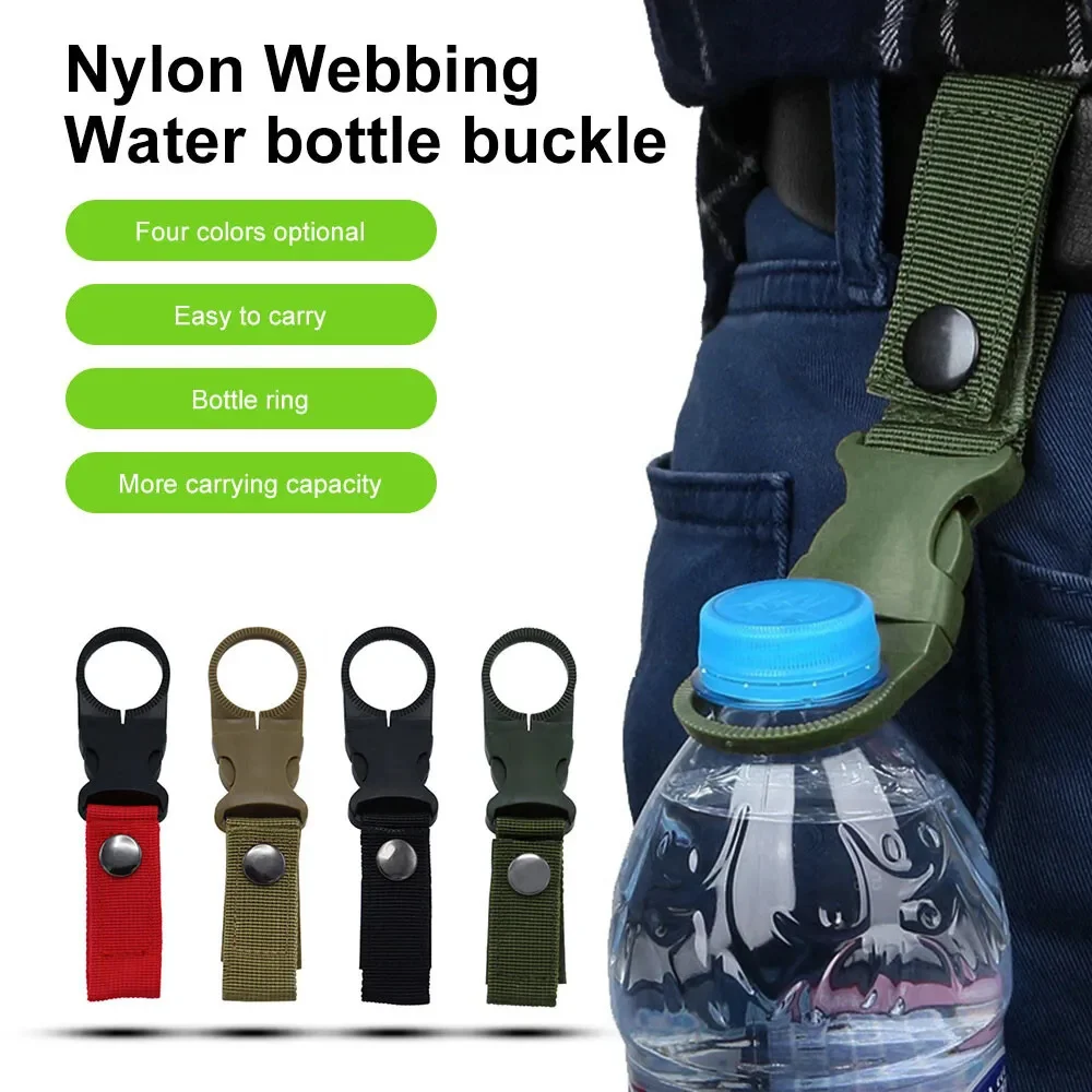 1PCS Webbing Buckle Hook Water Bottle Holder Camping Outdoor Security Escape Supplies Nylon Webbing Buckle Carabiner Belt Clip