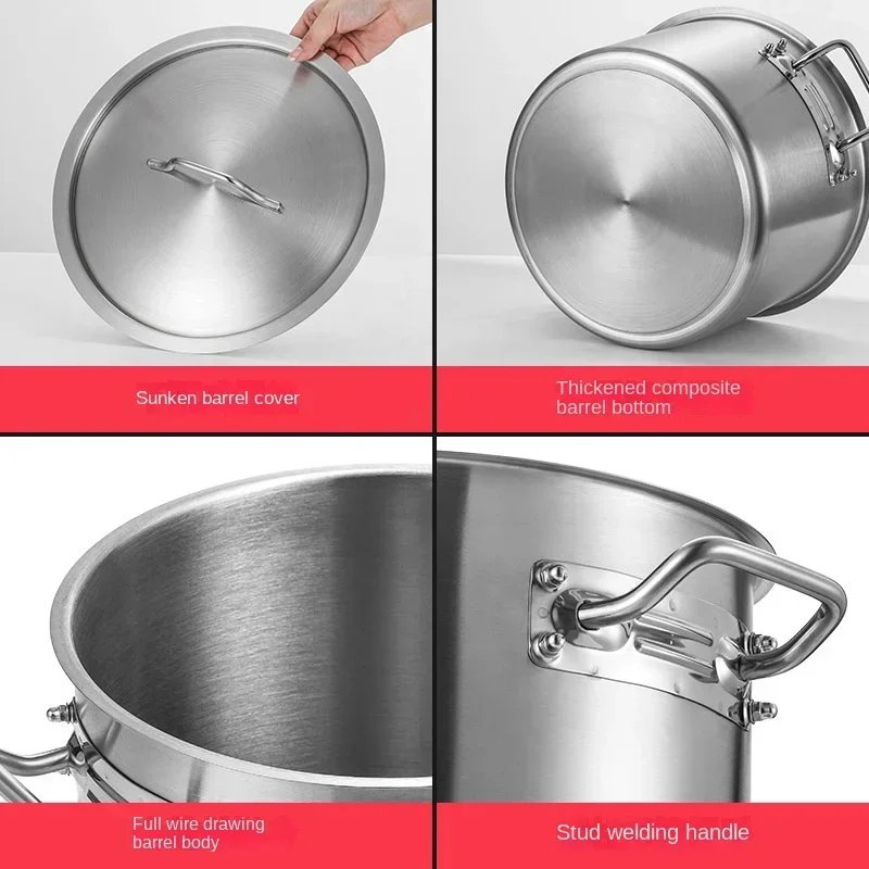 Stainless steel 304  barrel with double bottom  pot with thick bottom and large capacity soup pot integrated into soup p