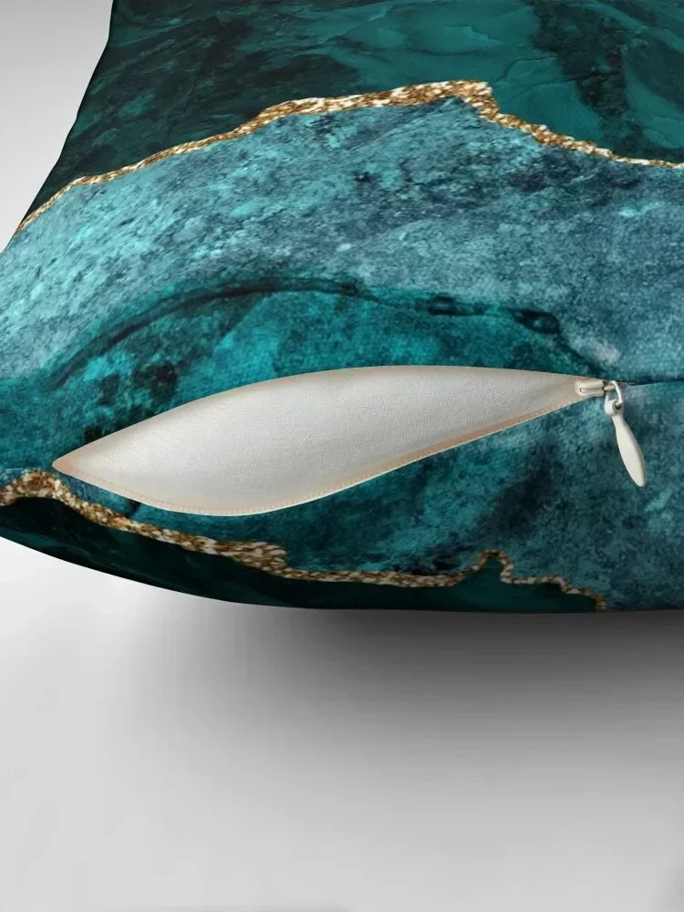 Teal & Gold Agate Texture 02 Throw Pillow home decor items Sitting Cushion Decorative Sofa Cushion pillow