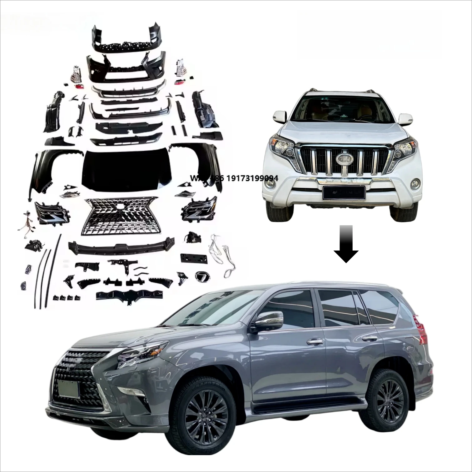 

Upgrade Kit for Land Cruiser Prado150 2010-2017 & for GX460 New Design Front Bumper LED Headlights Bodykit Grille