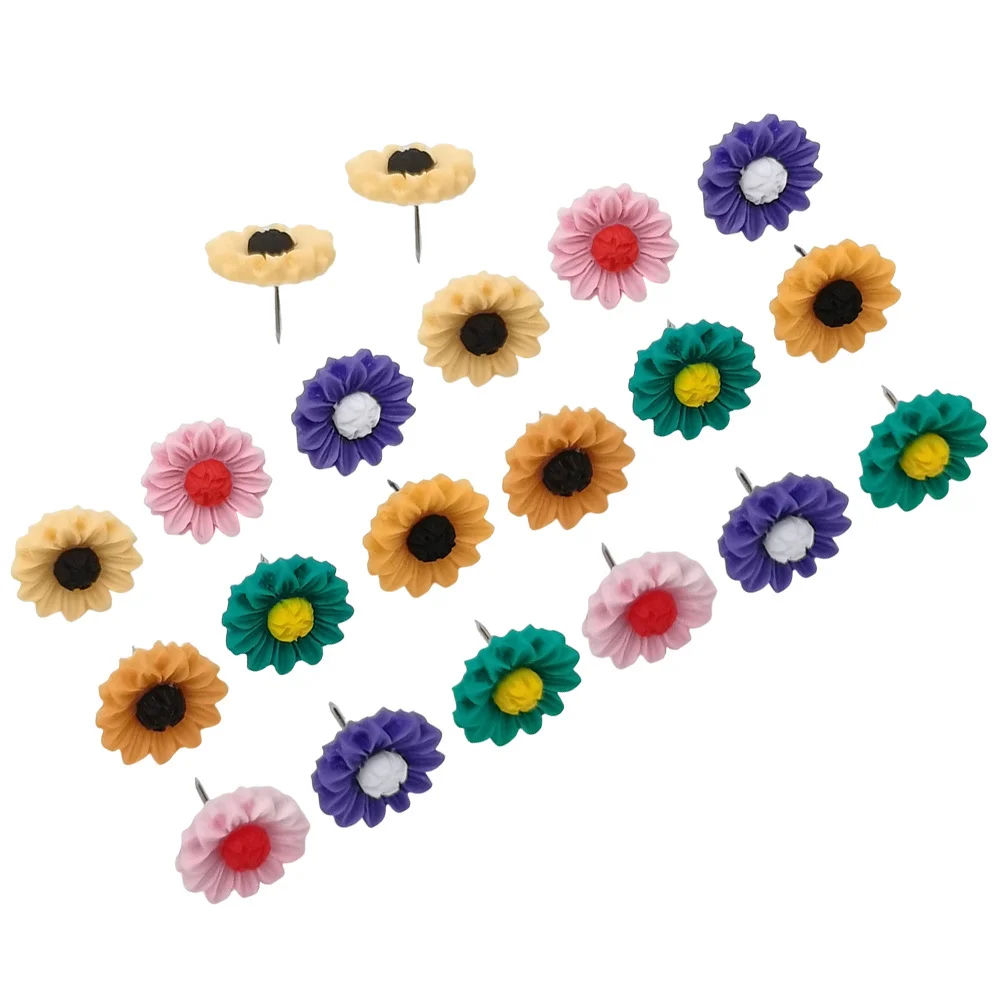 

20Pcs Sunflower Shaped Pushpins Compact Daily Use Thumbtacks Office Map Supplies Replaceable Convenient Push Pins