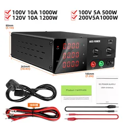 1000W Lab DC Power Supply Voltage Stabilizer High-Power Adjustable Source 100V 200V 10A 5A Switching Regulator for Factory Test