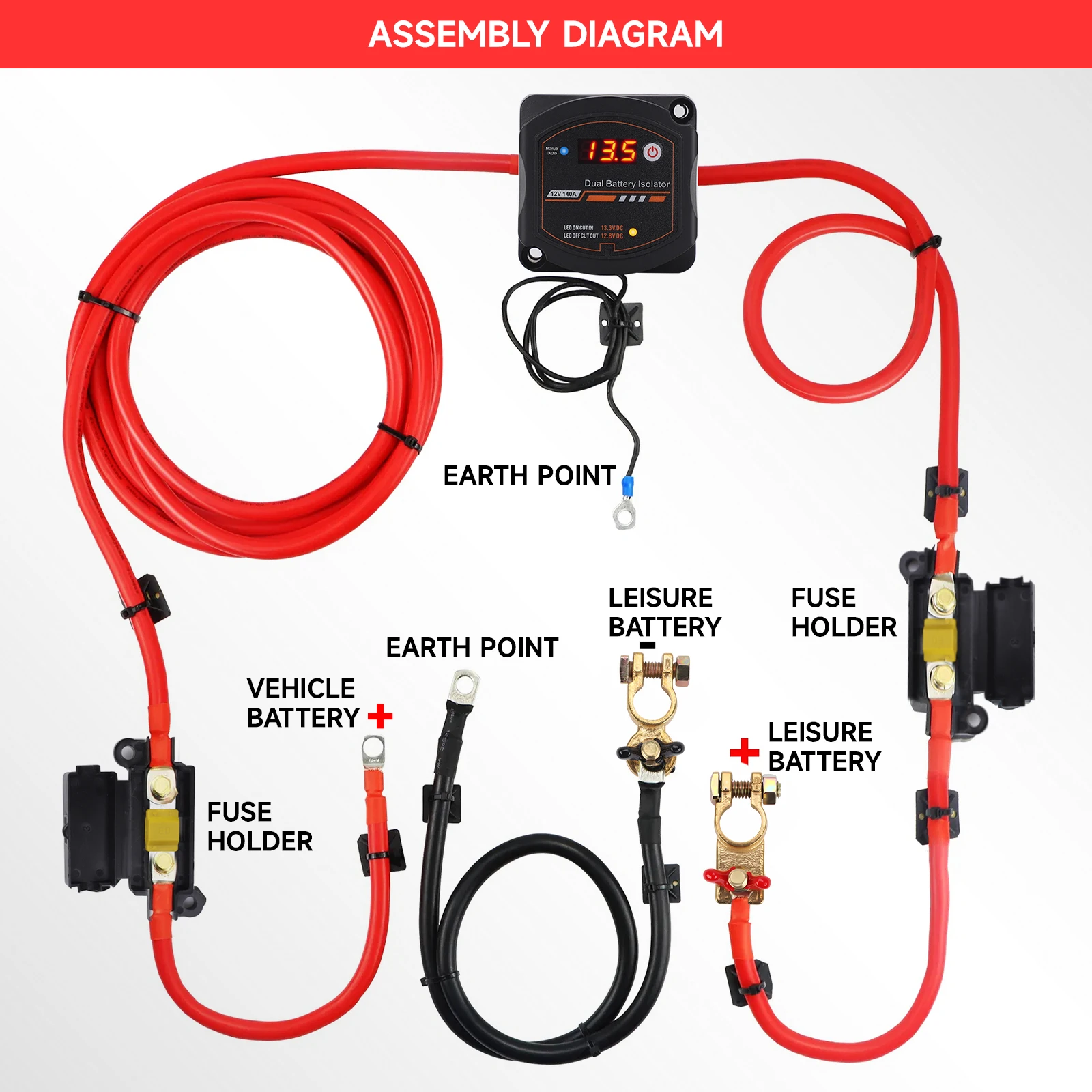 

Smart Dual Battery Isolator 12V 140A Waterproof Digital Voltage Display VSR Switch Relay Module For Car RV Boat Marine Truck