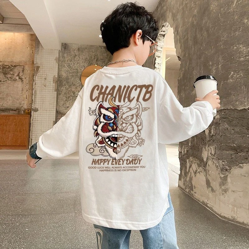 2026 Spring Autumn Boys Long Sleeve T Shirt Cotton Base Layer Top Kids Casual Inner Wear for Children