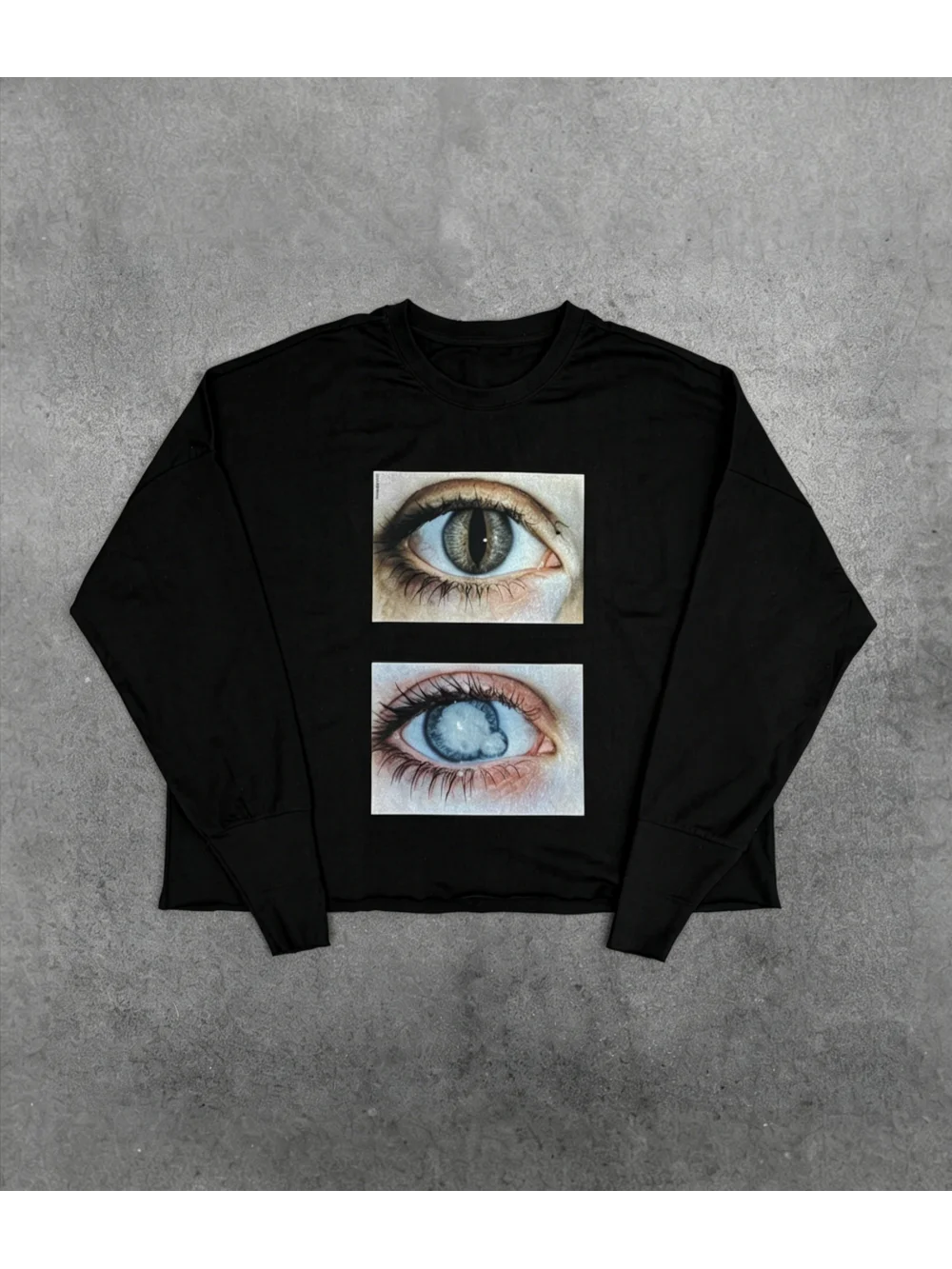 2026 New Dark Gothic Realistic Double Eye Printed Long Sleeve Versatile Top Punk Street Trend Fashion Y2K Decadent Style Niche