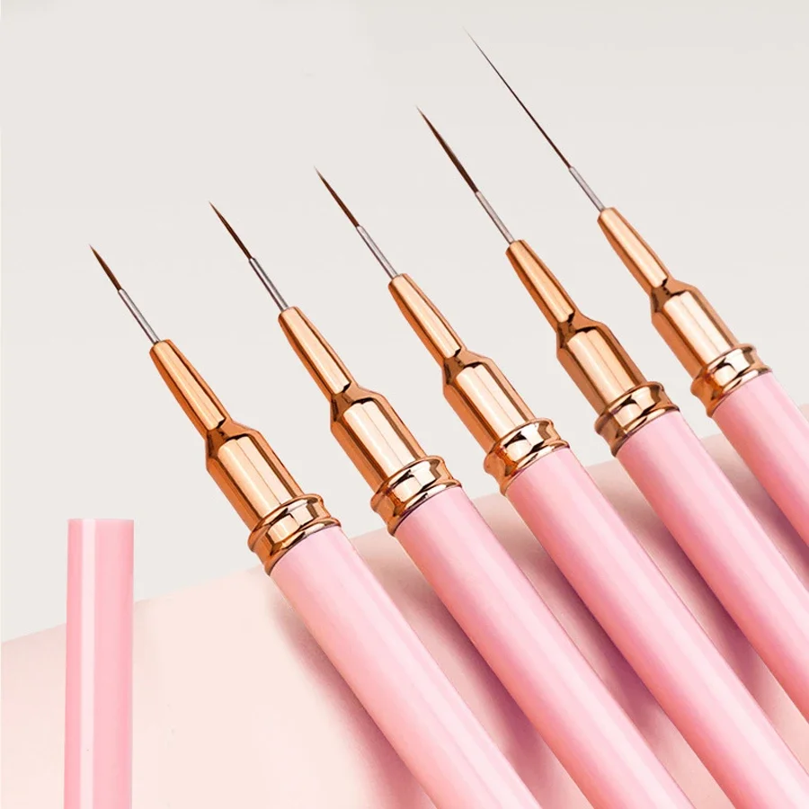 Conjunto de pincéis para arte em unhas, 5 peças, para esmalte em gel acrílico, listra francesa, pintura, desenho, flor, caneta, ferramenta de manicure