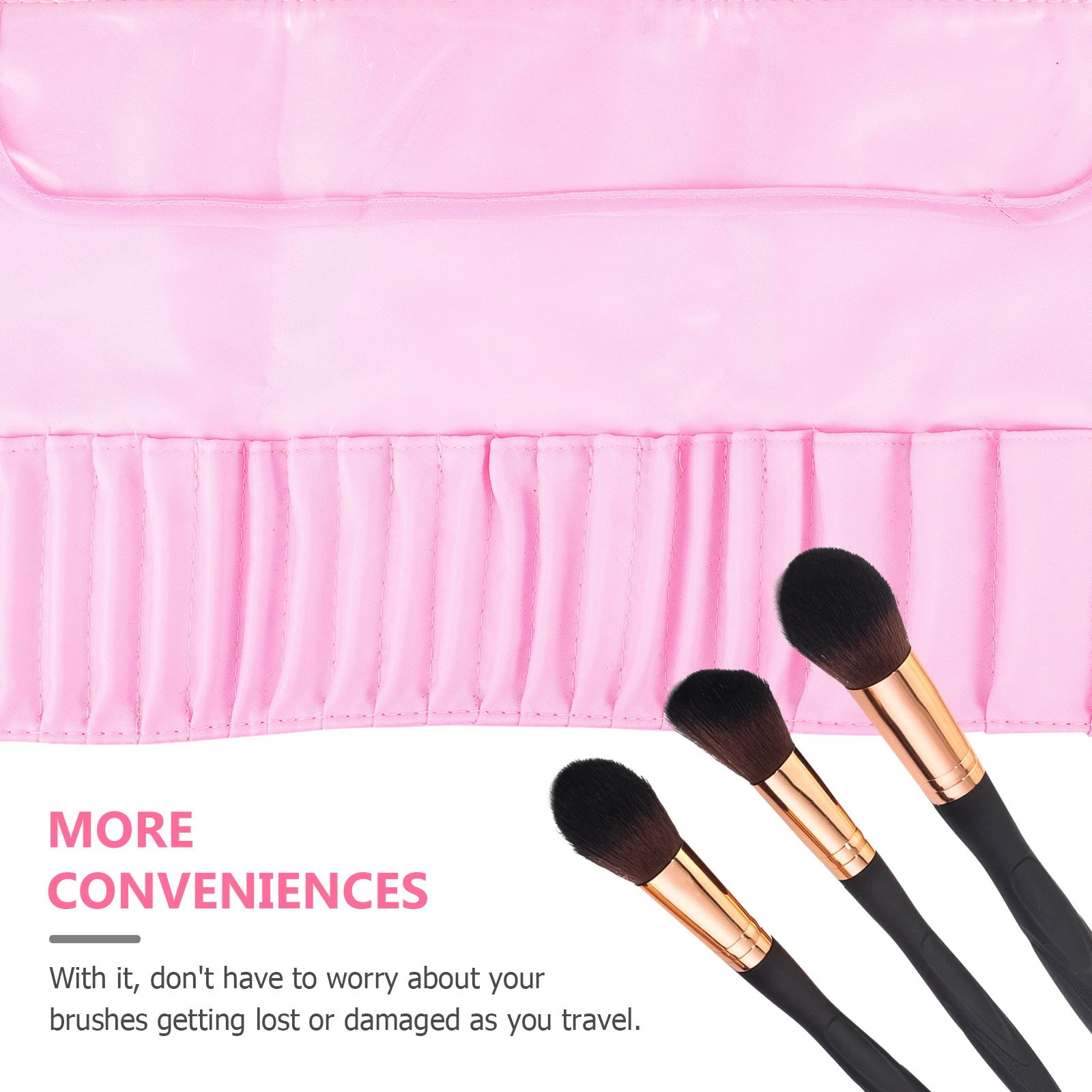 トラベルメイクブラシローリングポーチ 広々とした軽量で、必須のブラシを収納可能 女性や女の子向けの便利なキャリーケース