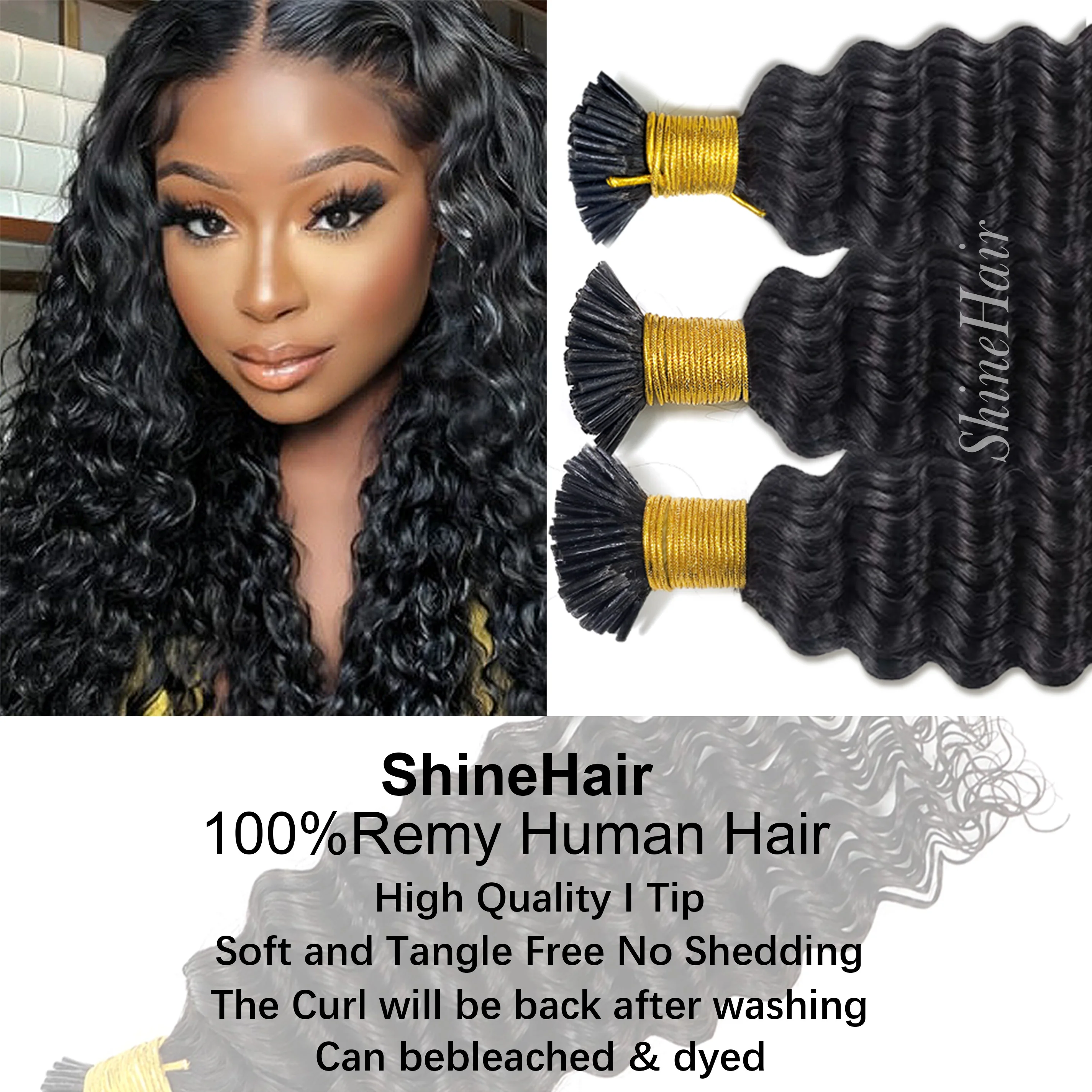 Curly I Tip Hair Extensions  Original Natural Hair For Capsule Extension 18-30inch Multicolor Real Human Fusion Hair Curly Wave