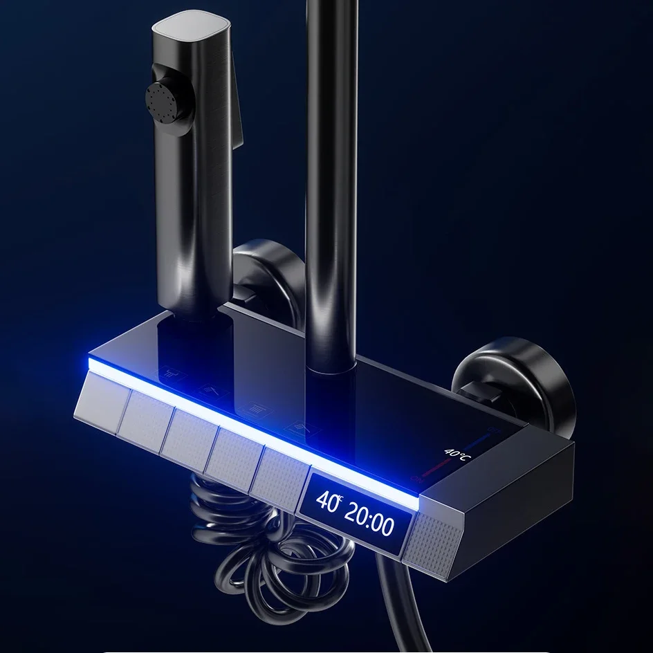 نظام دش رقمي بيانو ذكي ، رأس دش مطر ، ساخن وبارد ، إكسسوارات صنابير الحمام ، 12"