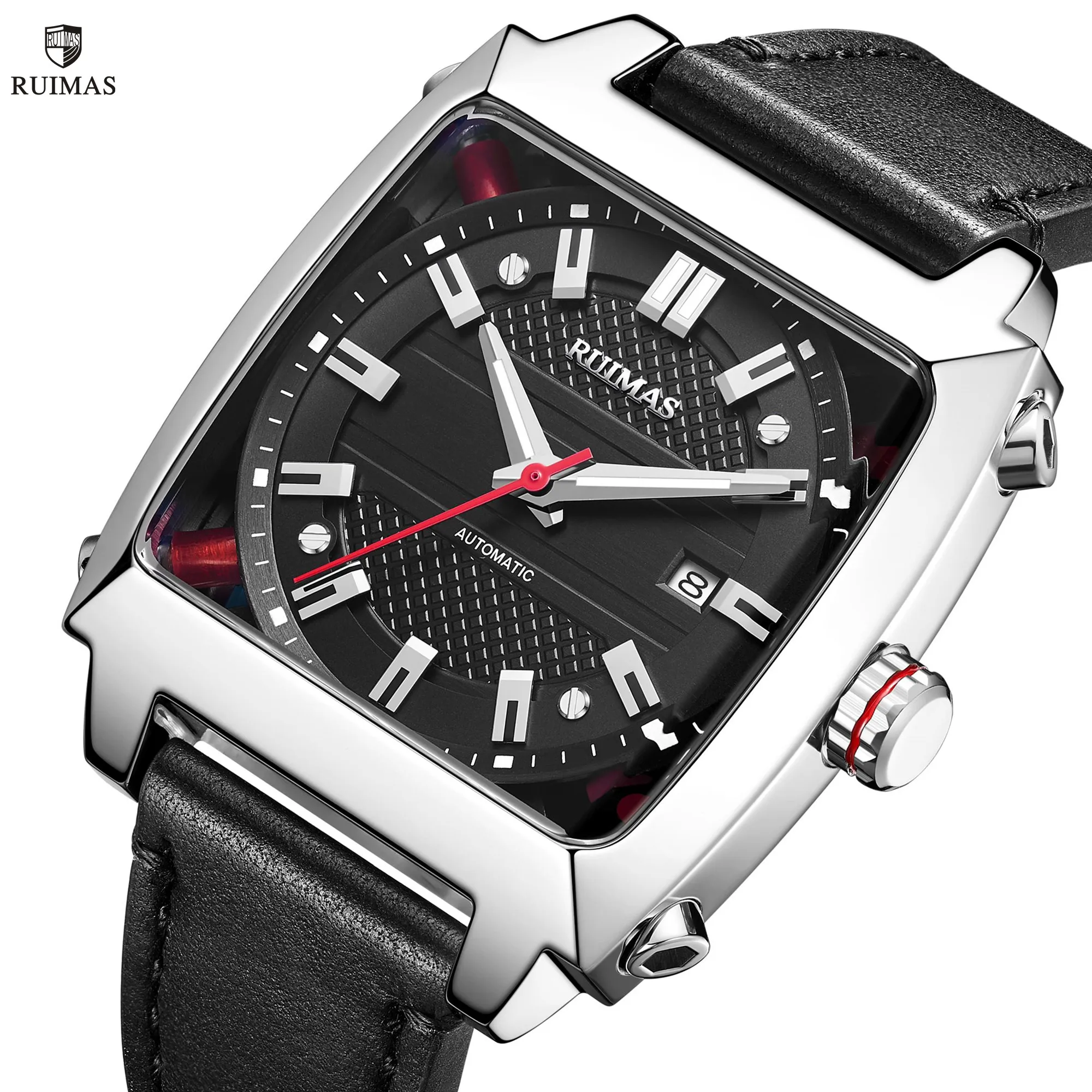 Imagem -04 - Ruimas Relógios Masculinos Relógios Mecânicos Automáticos de Pulso Calendário Cronógrafo de Couro Sapphire para Homem Reloj Hombre 6763