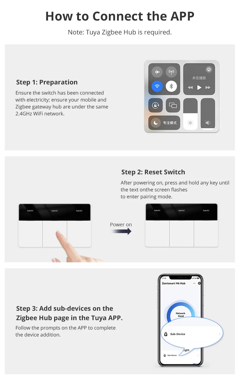 Zemismart Zigbee Smart Dimmer-Schalter mit benutzerdefinierbarem Namensbildschirm und horizontaler Drucktaste, kompatibel mit Tuya und Google Home über M6 Hub – Detail 15